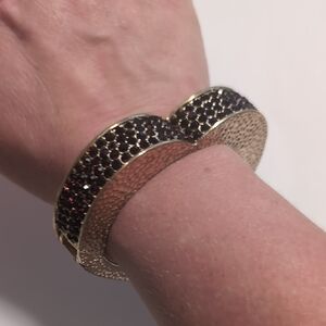 Purple and Gold Chunky Heavy‎ Heart Statement Bracelet